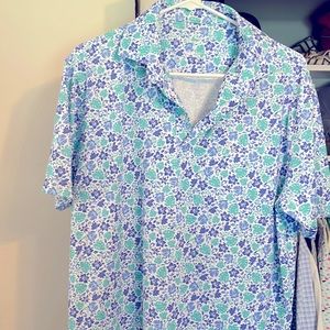 Rhoback Men’s Medium Polo Shirt Hawaiian Floral Print